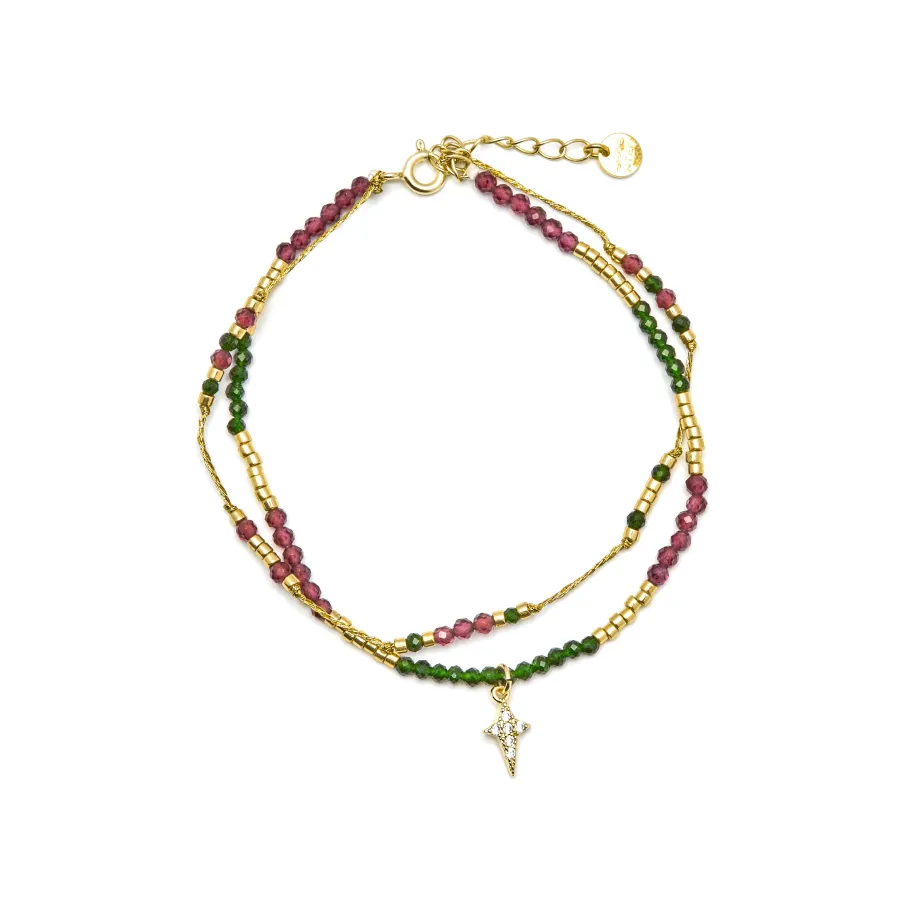 Pulsera de Plata de Ley 925 y Circonita Brillante acabado oro 18k - Mipur
