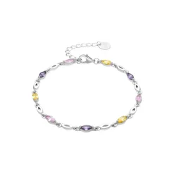 Pulsera de Plata de Ley 925 y Circonita Multicolor acabado oro amarillo de 18k - Imna