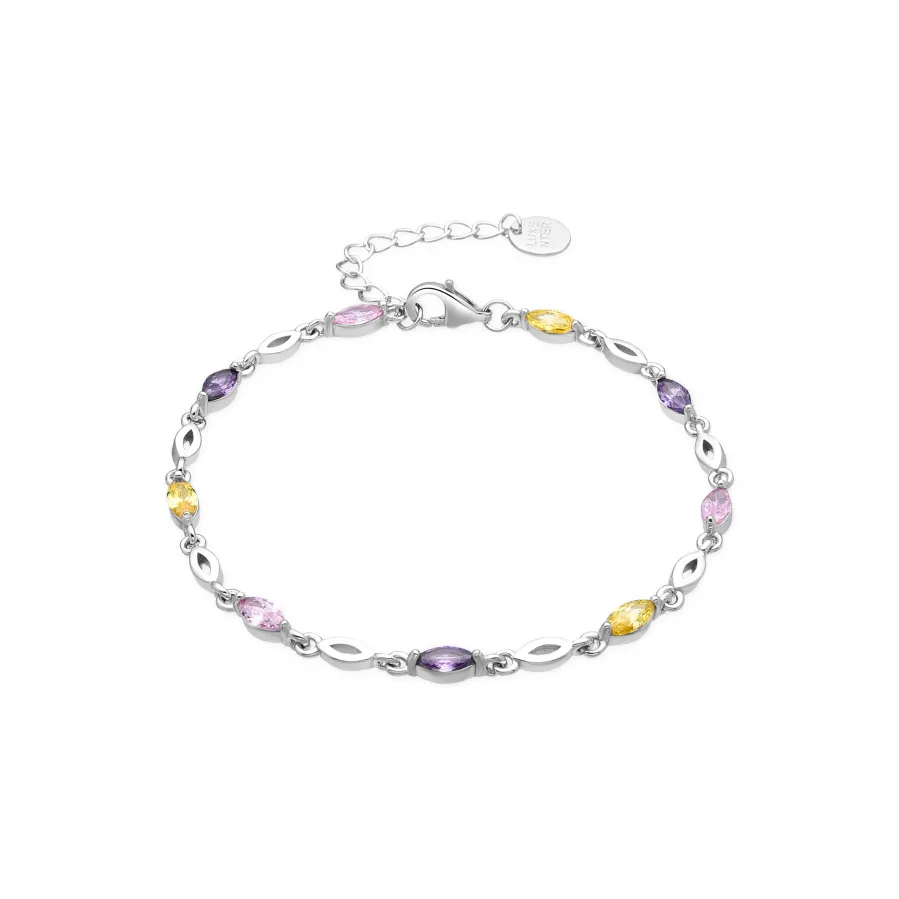 Pulsera de Plata de Ley 925 y Circonita Multicolor acabado oro amarillo de 18k - Imna