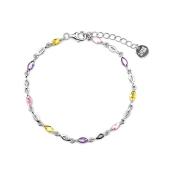 Pulsera de Plata de Ley 925 y Circonita Multicolor acabado oro amarillo de 18k - Imna
