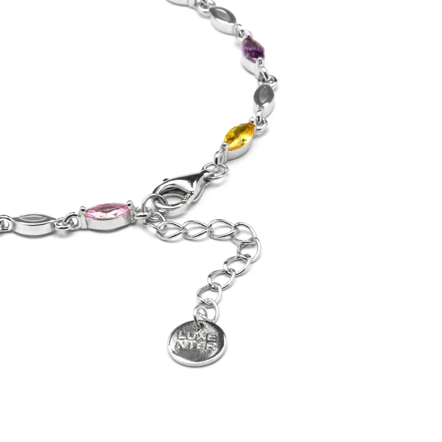 Pulsera de Plata de Ley 925 y Circonita Multicolor acabado oro amarillo de 18k - Imna