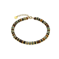 Pulsera de Plata de Ley 925 y Ojo de Tigre acabado oro 18k - Ryhu