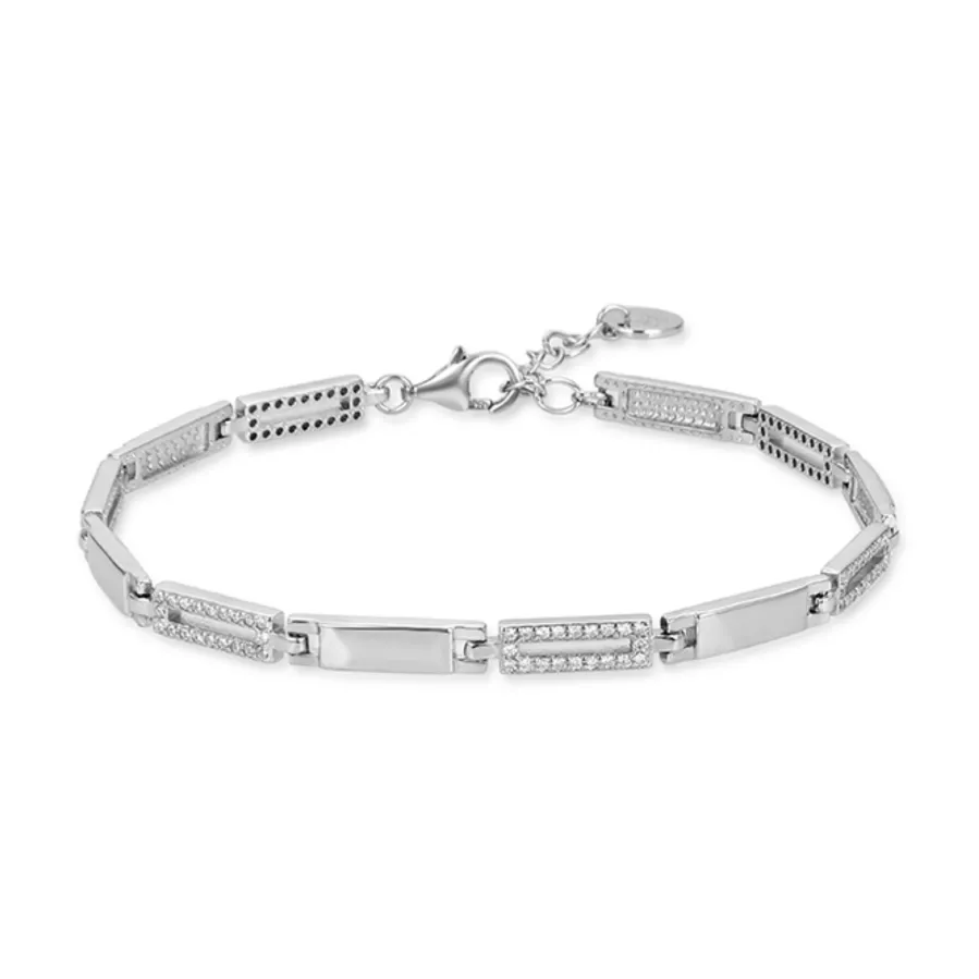 Pulsera de Plata de Ley 925 con Circonita Brillante acabada en rodio - Amim