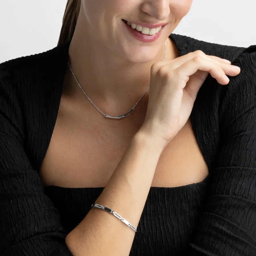 Pulsera de Plata de Ley 925 con Circonita Brillante acabada en rodio - Amim