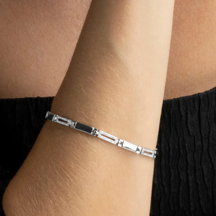 Pulsera de Plata de Ley 925 con Circonita Brillante acabada en rodio - Amim