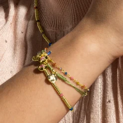 Pulsera de Plata de Ley 925 y Cristal Multicolor acabado oro 18k - Deli