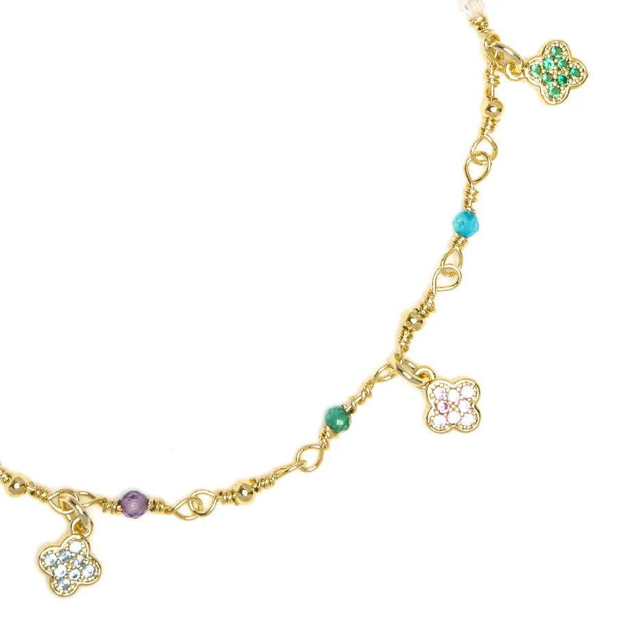 Pulsera de Plata de Ley 925 y Circonita Multicolor acabado en oro amarillo 18k - Talip