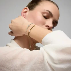 Pulsera de Plata de Ley 925 y Circonita Brillante acabado oro amarillo de 18k - Akma