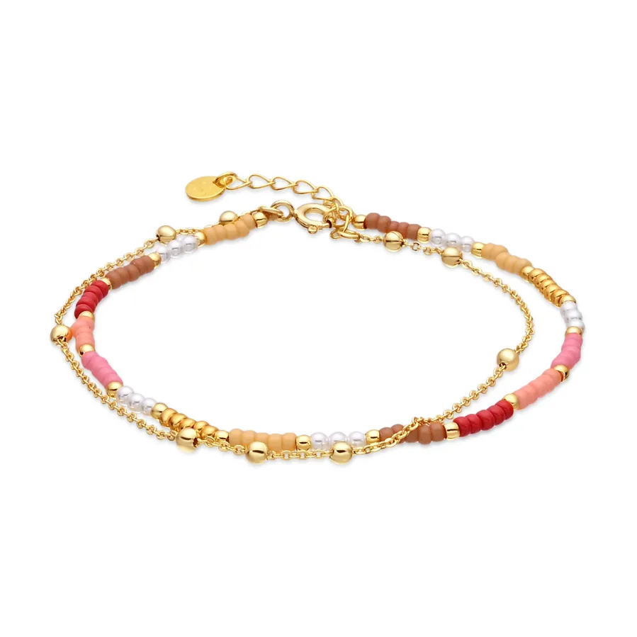 Pulsera de Plata de Ley 925 y Cristal Multicolor acabado en oro amarillo de 18k - Oru