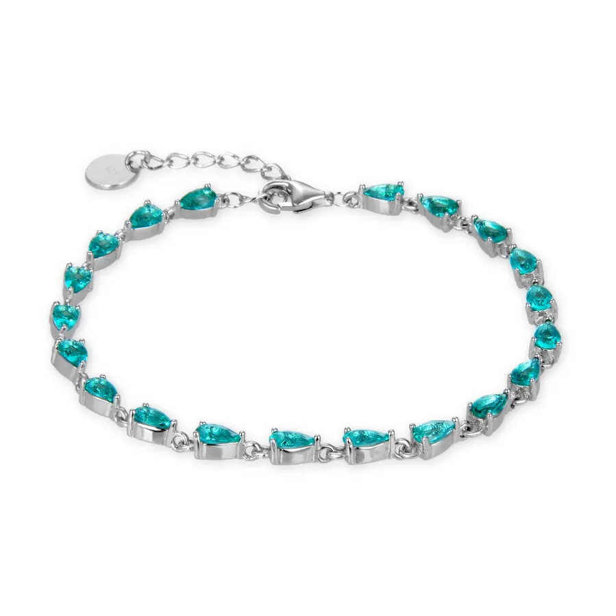 Pulsera de Plata de Ley 925 con Circonita Esmeralda acabada en rodio - Muanyala