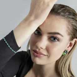 Pulsera de Plata de Ley 925 con Circonita Esmeralda acabada en rodio - Muanyala