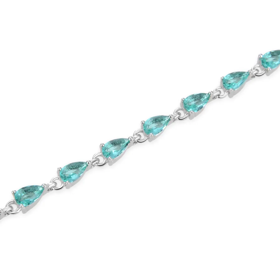 Pulsera de Plata de Ley 925 con Circonita Esmeralda acabada en rodio - Muanyala