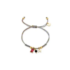 Pulsera de Plata de Ley 925 con Cristal Verde acabada en oro amarillo 18K - Mariposa