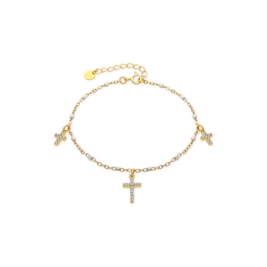Pulsera de Plata de Ley 925 y Lacado Blanco acabado oro amarillo de 18k - Haja