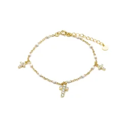 Pulsera de Plata de Ley 925 y Lacado Blanco acabado oro amarillo de 18k - Haja