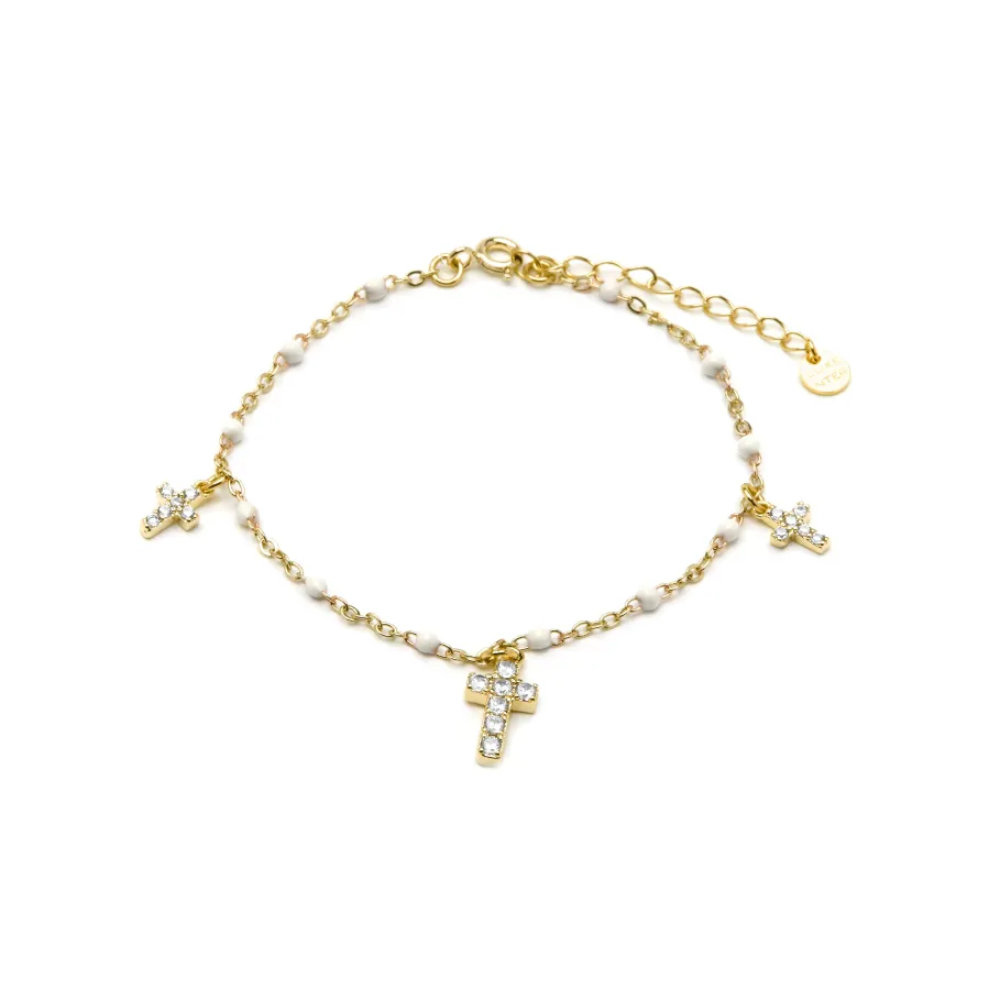 Pulsera de Plata de Ley 925 y Lacado Blanco acabado oro amarillo de 18k - Haja