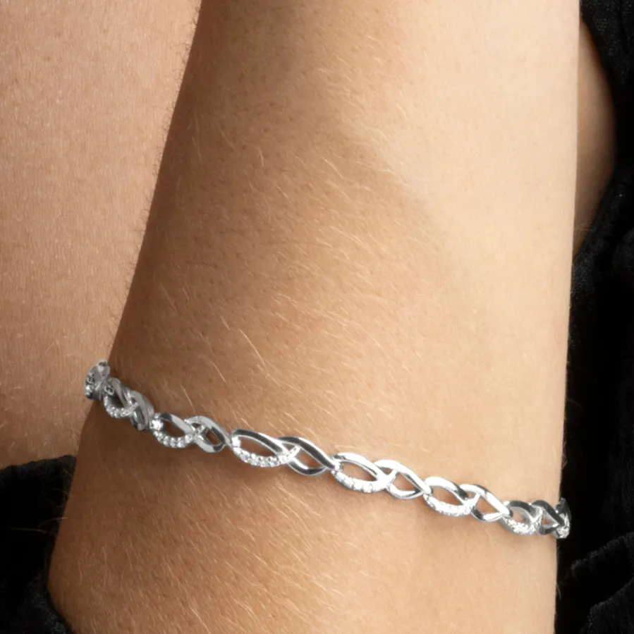 Pulsera de Plata de Ley 925 con Circonita Brillante acabada en rodio - Zalik