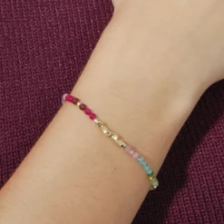 Pulsera de Plata de Ley 925 y Cristal Multicolor acabado oro amarillo de 18k - Ane