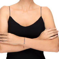 Pulsera de Plata de Ley 925 con Circonita Multicolor acabada en oro rosa 18K - Jusit