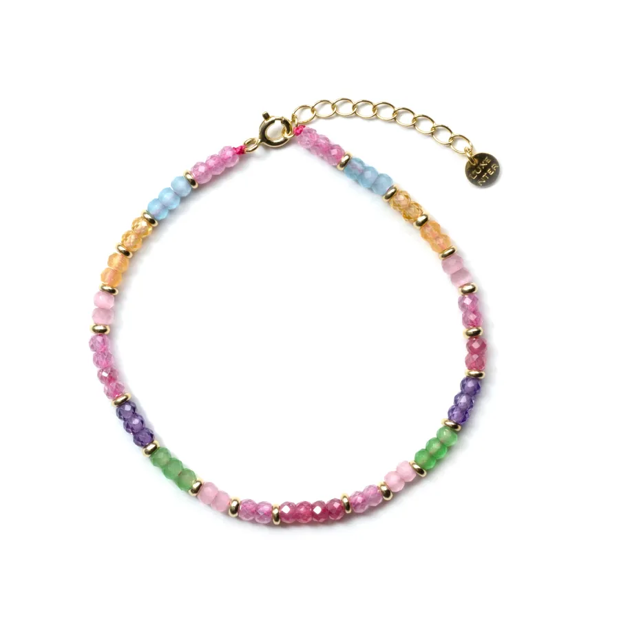 Pulsera de Plata de Ley 925 y Circonita Multicolor acabado en oro amarillo de 18k - Zograx