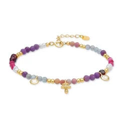 Pulsera de Plata de Ley 925 con Circonita Morganita acabada en oro amarillo 18K - Lalil