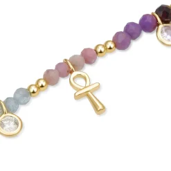 Pulsera de Plata de Ley 925 con Circonita Morganita acabada en oro amarillo 18K - Lalil