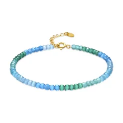 Pulsera de Plata de Ley 925 y Circonita Aguamarina acabado en oro amarillo de 18k - Saino