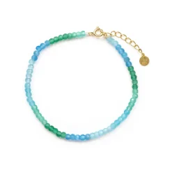 Pulsera de Plata de Ley 925 y Circonita Aguamarina acabado en oro amarillo de 18k - Saino