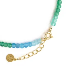 Pulsera de Plata de Ley 925 y Circonita Aguamarina acabado en oro amarillo de 18k - Saino