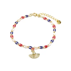 Pulsera de Plata de Ley 925 y Lacado Multicolor acabado oro amarillo de 18k - Xibruk