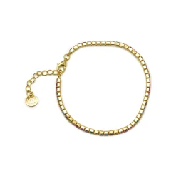 Pulsera de Plata de Ley 925 con Circonita Multicolor acabada en oro amarillo de 18K - Tahu