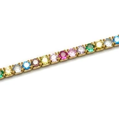 Pulsera de Plata de Ley 925 con Circonita Multicolor acabada en oro amarillo de 18K - Tahu