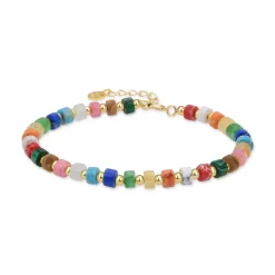 Pulsera de Plata de Ley 925 con Cristal Multicolor acabada en oro amarillo 18K - Ihun