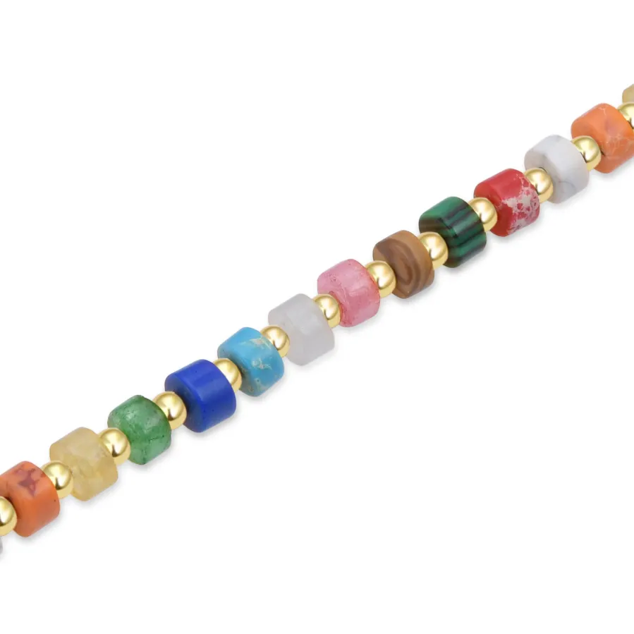 Pulsera de Plata de Ley 925 con Cristal Multicolor acabada en oro amarillo 18K - Ihun