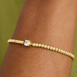 Pulsera de Plata de Ley 925 con Circonita Brillante acabada en oro amarillo 18K - Ruza