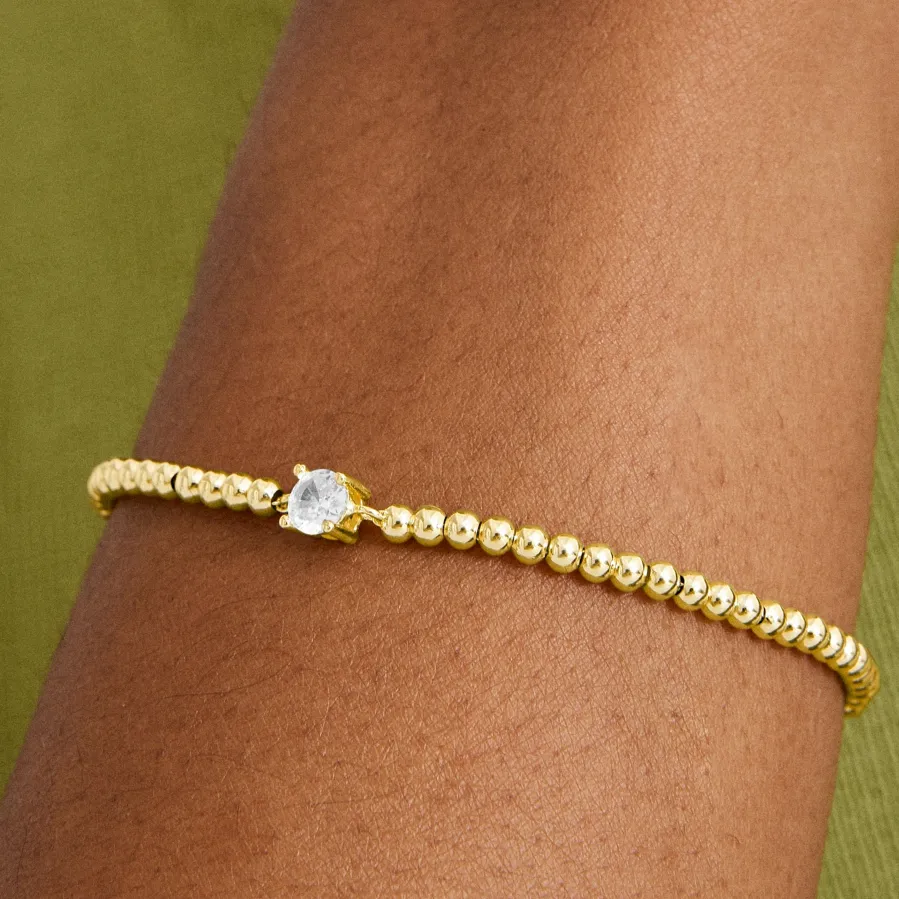 Pulsera de Plata de Ley 925 con Circonita Brillante acabada en oro amarillo 18K - Ruza