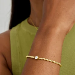 Pulsera de Plata de Ley 925 con Circonita Brillante acabada en oro amarillo 18K - Ruza
