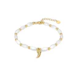 Pulsera de Plata de Ley 925 con Madreperla Blanca acabada en oro amarillo 18K - Syme
