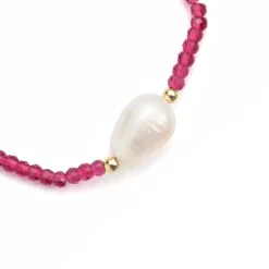 Pulsera de Plata de Ley 925 y Circonita Rosa acabado en oro amarillo de 18k - Druna