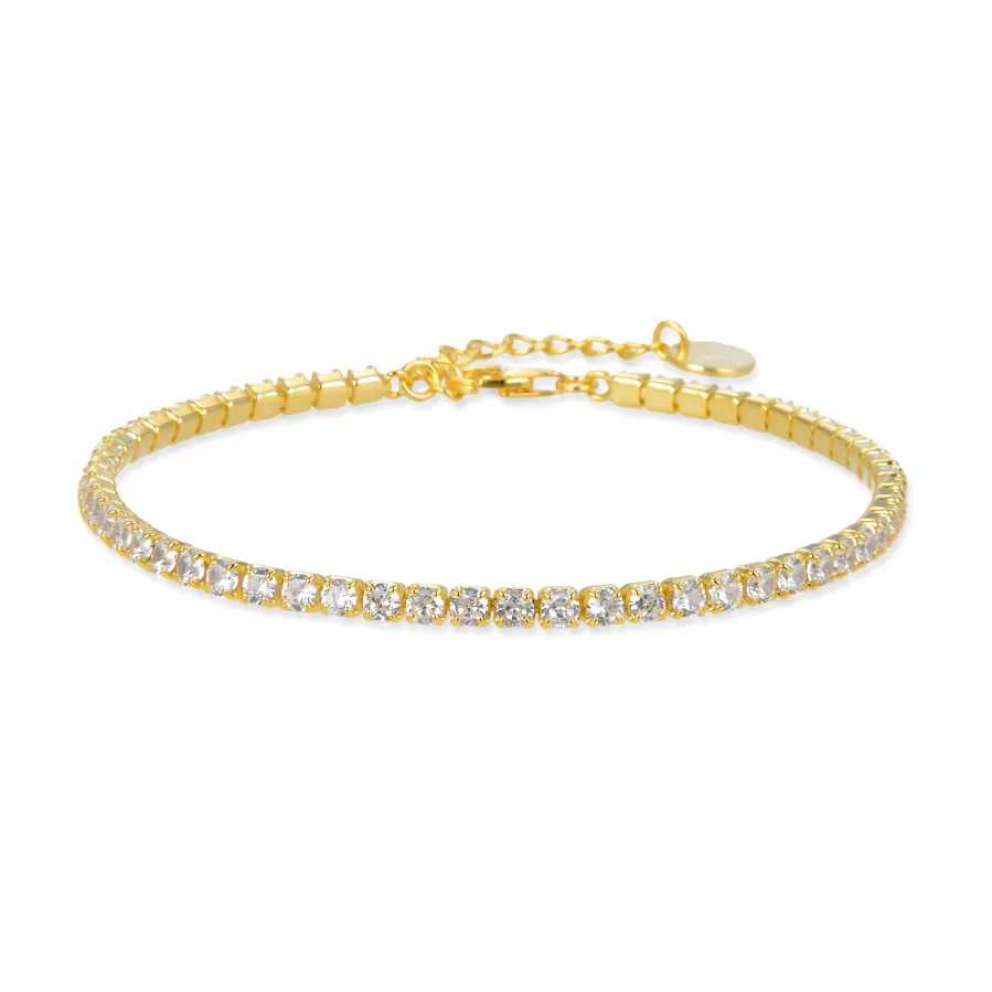 Pulsera de Plata de Ley 925 con Circonita Brillante acabada en oro amarillo 18K - Tahu