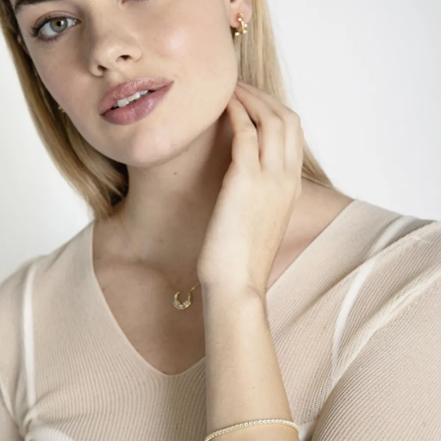 Pulsera de Plata de Ley 925 con Circonita Brillante acabada en oro amarillo 18K - Tahu
