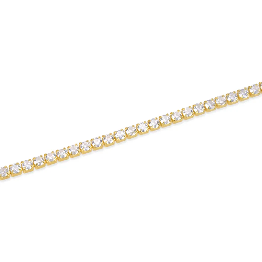 Pulsera de Plata de Ley 925 con Circonita Brillante acabada en oro amarillo 18K - Tahu