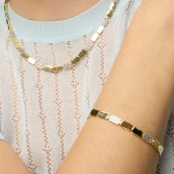 Pulsera de Plata de Ley 925 y Circonita Brillante acabado oro amarillo de 18k - Likgo