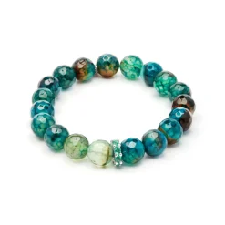 Pulsera de Plata de Ley 925 y Agata Verde acabado en oro amarillo 18k - Kremi