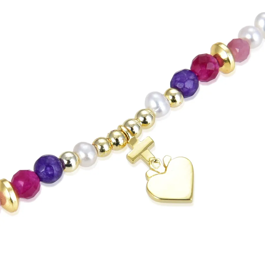 Pulsera de Plata de Ley 925 con Cristal Multicolor acabada en oro amarillo 18K - Nymox