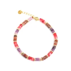 Pulsera de Plata de Ley 925 y Amatista Natural acabado oro amarillo de 18k - Abolg
