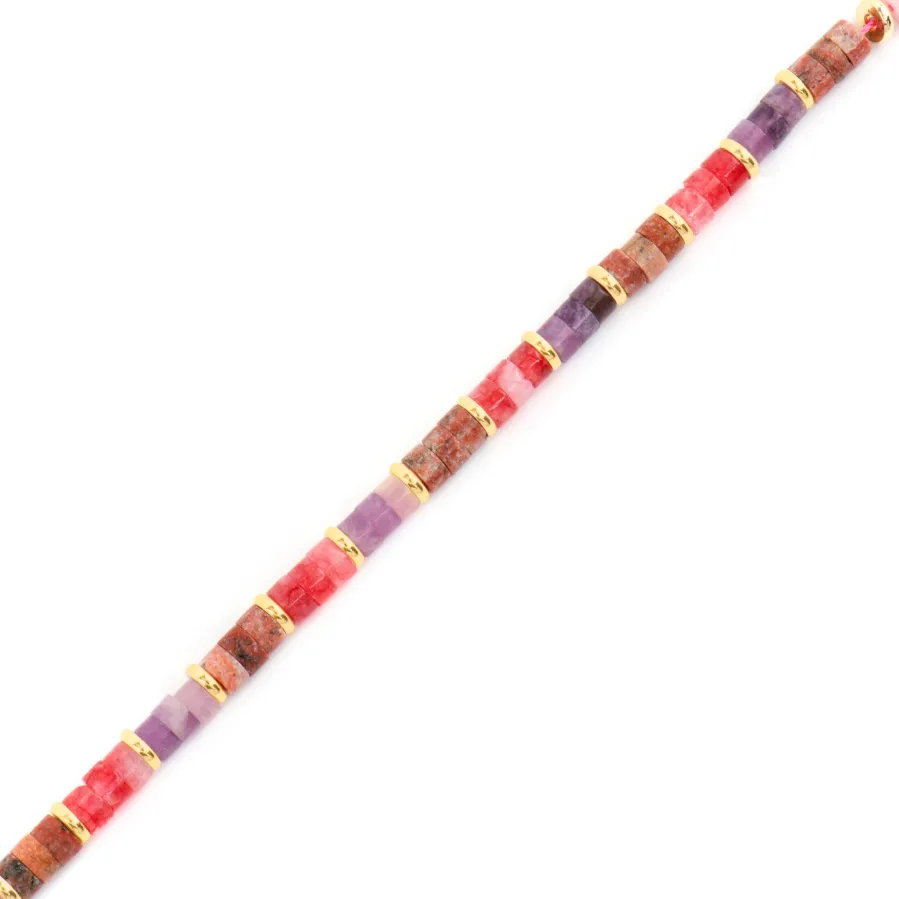 Pulsera de Plata de Ley 925 y Amatista Natural acabado oro amarillo de 18k - Abolg
