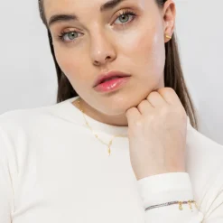 Pulsera de Plata de Ley 925 y Circonita Brillante acabada en oro amarillo 18K - Linduk