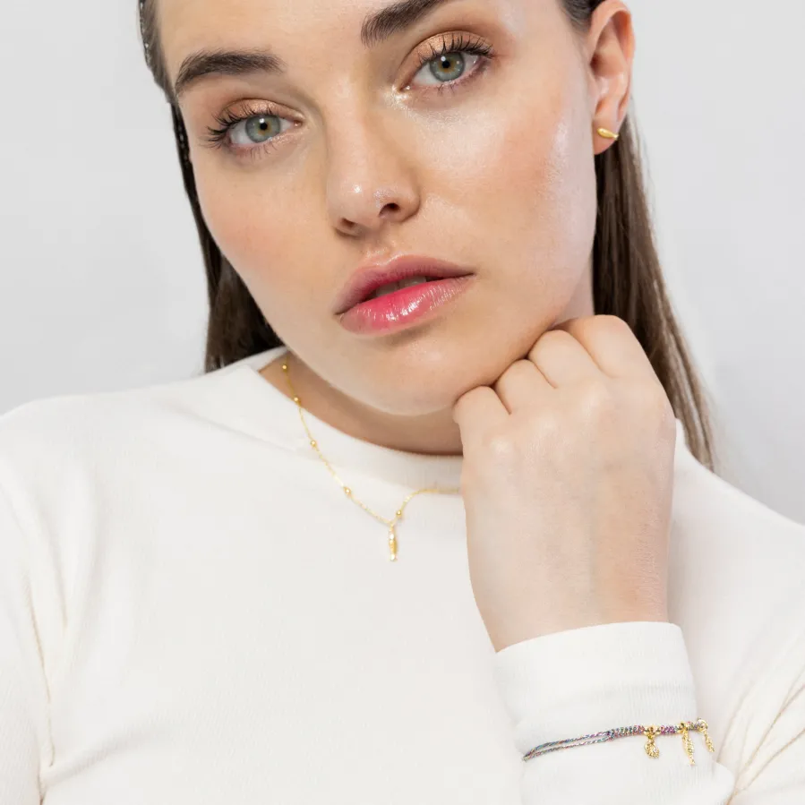 Pulsera de Plata de Ley 925 y Circonita Brillante acabada en oro amarillo 18K - Linduk