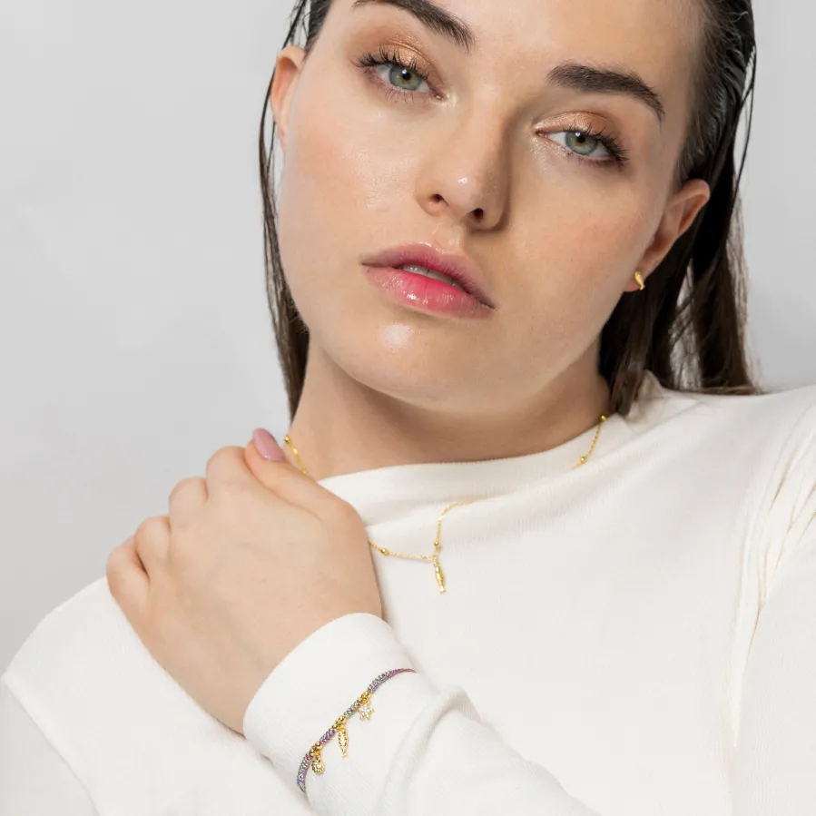 Pulsera de Plata de Ley 925 y Circonita Brillante acabada en oro amarillo 18K - Linduk